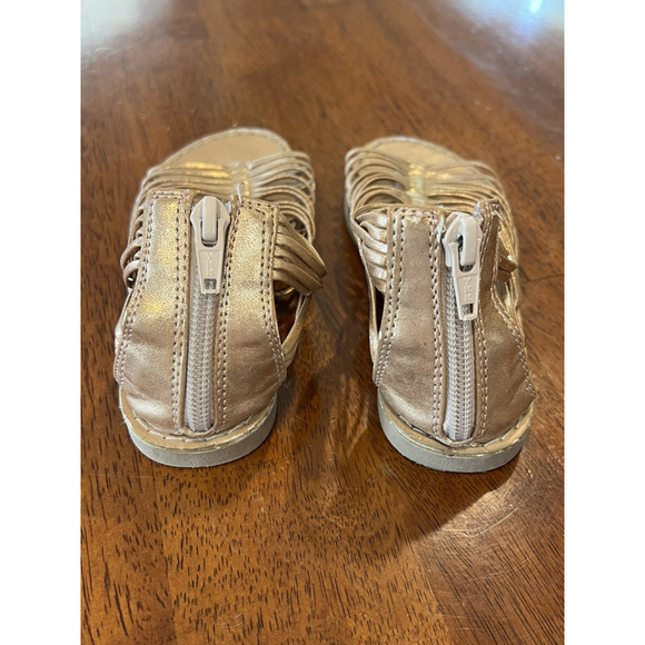 Gladiator‎ Sandals Strappy Metallic Gold Back Zipper Closure Size 10 - Picture 8 of 8